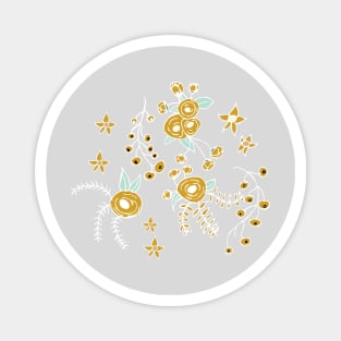 Winter Floral Gold Magnet